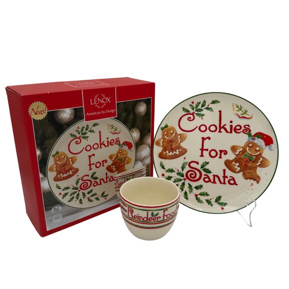 Vintage Lenox Cookies for Santa Set, Reindeer Food, Countdown til' Christmas NEW - Picture 1 of 5